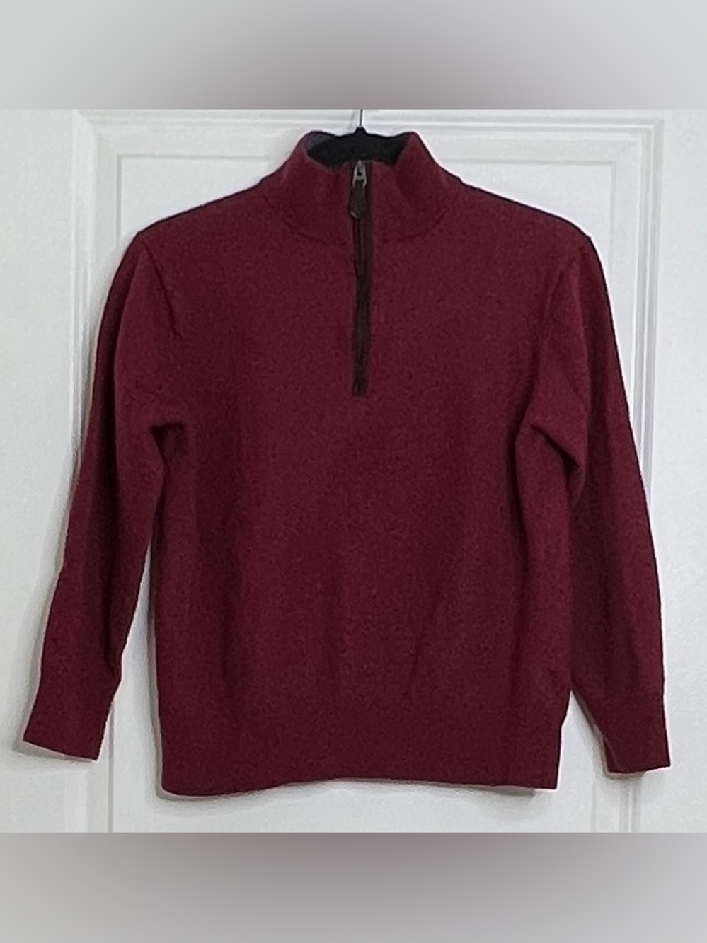 Orvis Sweater Burgundy 100% Merino Wool Quarter Zip SHRUNKEN See Measurements